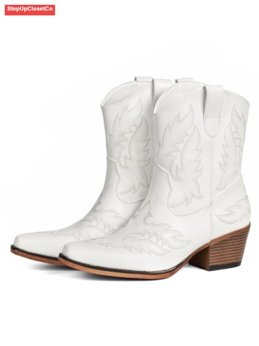 Women's Western Ankle Boots Chunky Heel Pointed Toe Cowgirl Booties Embroidered